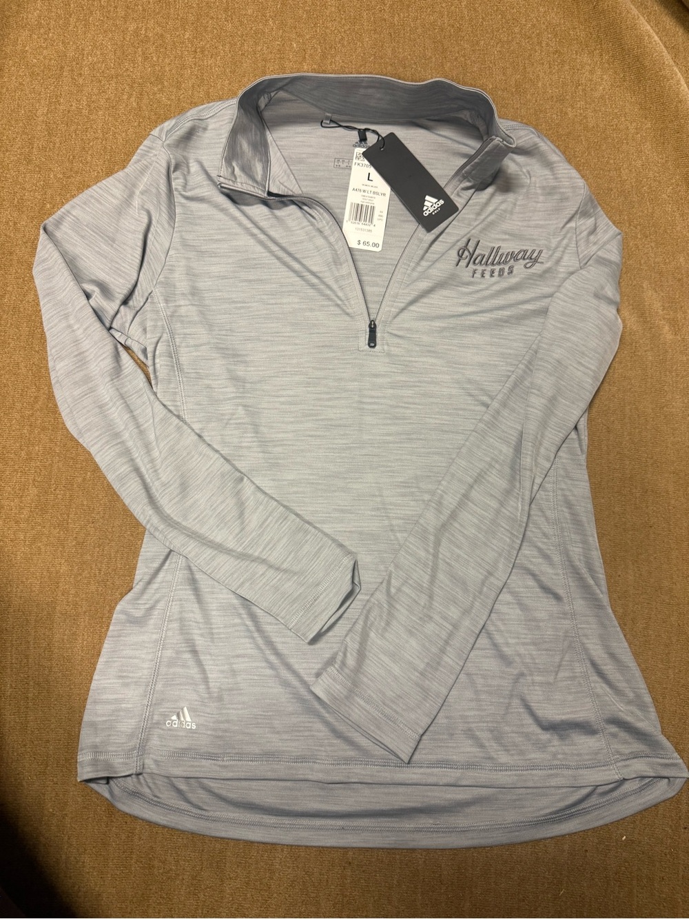 adidas Heather Gray Quarter-Zip Pullover with Hallway Feeds Embroidery